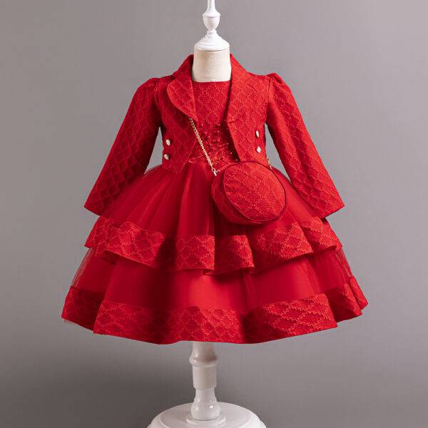 Girls' Fashion Special Dress Three-piece Suit
