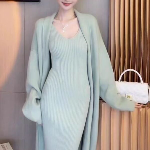Knitted Cardigan Suspender Dress