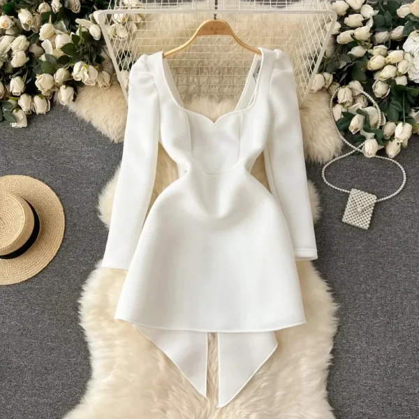 Vintage Square Neck Elegant Backless Butterfly Chic