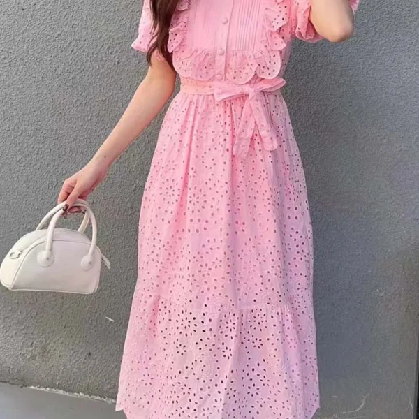 Luxury Ruffles lace embroidery dress