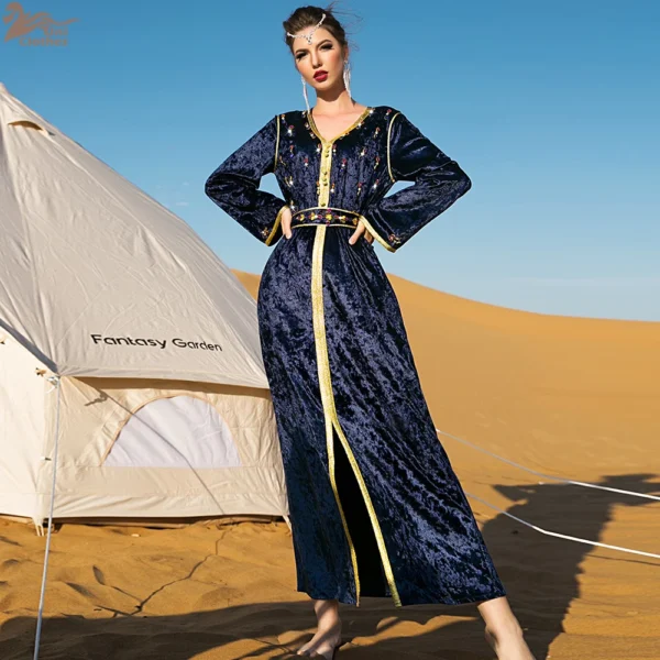 Long Sleeve V-Neck Elegant Gulf Caftan