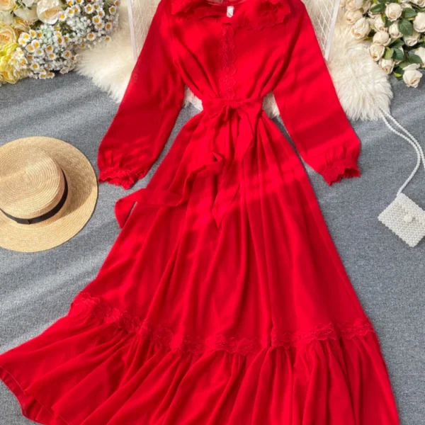 Red Hooded Long Dress