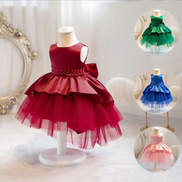 Big Bow Baby Girls Party Dress Christmas Costume Toddler 1st Birthday Wedding Princess Girl Dress Bridemaid Kids Clothes Vestido