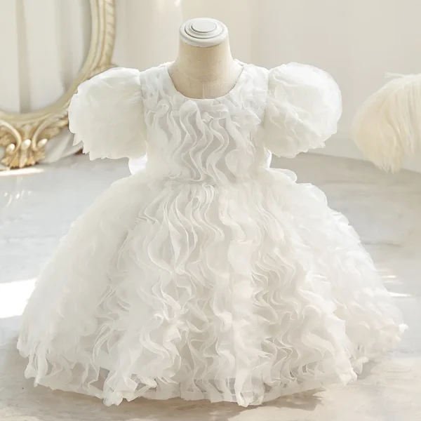 Toddler Girls' Flower Girl Dresses and Dresses1-6Year Old Puff Sleeve Princess Puffy Dress Lace Skirt Soft Tulle