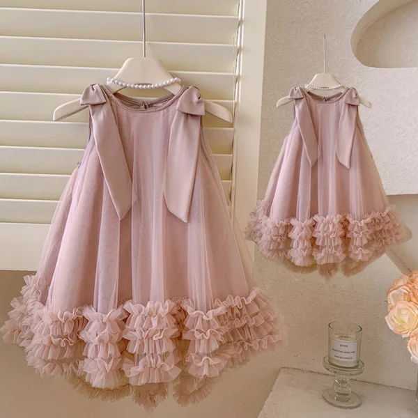 Big Sister Little Sister Pink Party Dress Family Matching