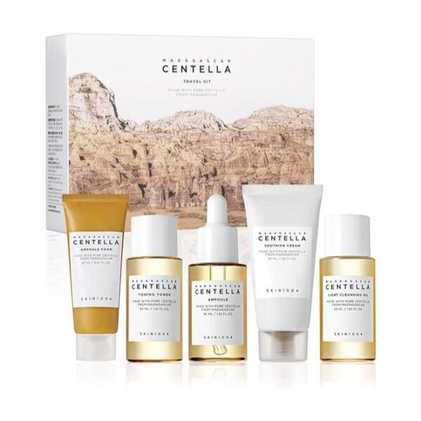 Madagascar Centella Travel Kit, Basic Skincare Box, Compact Size, Soothing Calming Yellow/White